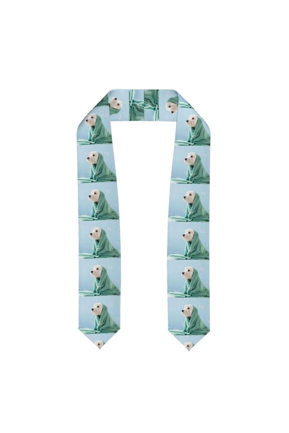 Dog Wrapped in Towel Print Graduation Shawl Stole Honor Stole Adult 72" Academic Commencements