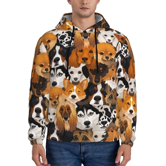 Xecao Dogs Different Breeds Pattern Men's Adult Pullover Hoodie,Hooded Sweatshirt-3X-Large