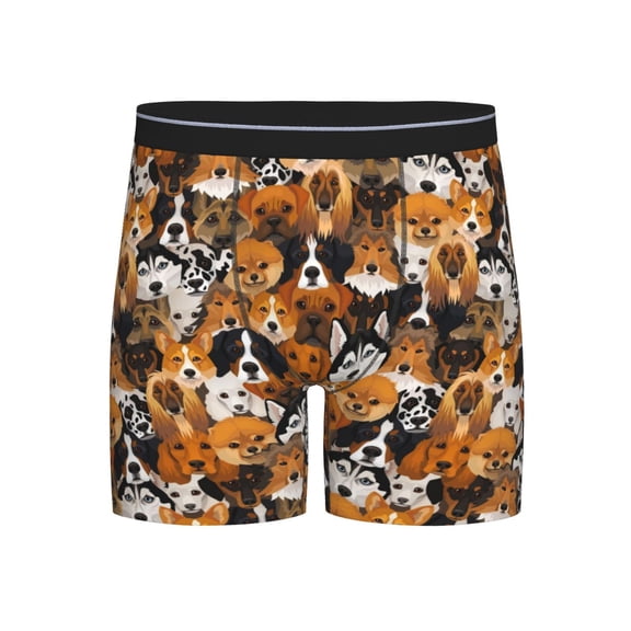 Xecao Dogs Different Breeds Print Boxer Briefs for Men's Stretch Moisture-Wicking Underwear, Mid-Rise Classics breathable fabric