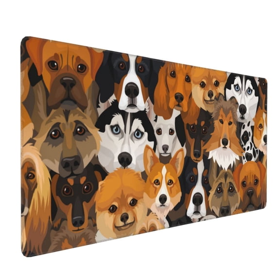 Xecao Dogs Different Breeds Print Large Mouse Pad, 16x35.5in Mousepad, Professional Non-Slip Rubber Base Big Mouse Pad, Mouse Pad for Gaming & Office Full Desk Mouse Pad