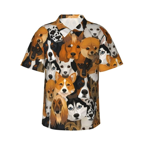Xecao Dogs Different Breeds print Hawaiian shirt - a stylish short-sleeve button-down for men, perfect for casual beach and tropical outings.