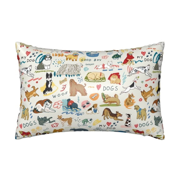 Xecao Dogs Funny Pets Pattern Satin Pillowcases for Hair and Skin, Luxurious and Silky Pillow Cases with Envelope Closure, 20x30 Inches