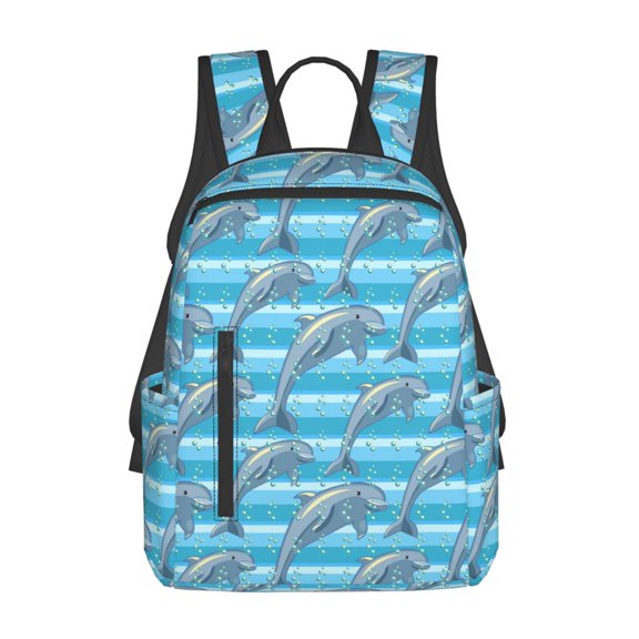 Xecao Dolphin print Backpack For women men Aesthetic Lightweight Travel Daypack Simple Cute Backpack For Bookbag