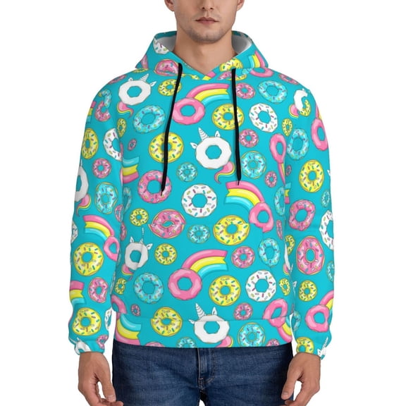 Xecao Donut Pattern Men's Adult Pullover Hoodie,Hooded Sweatshirt-Large