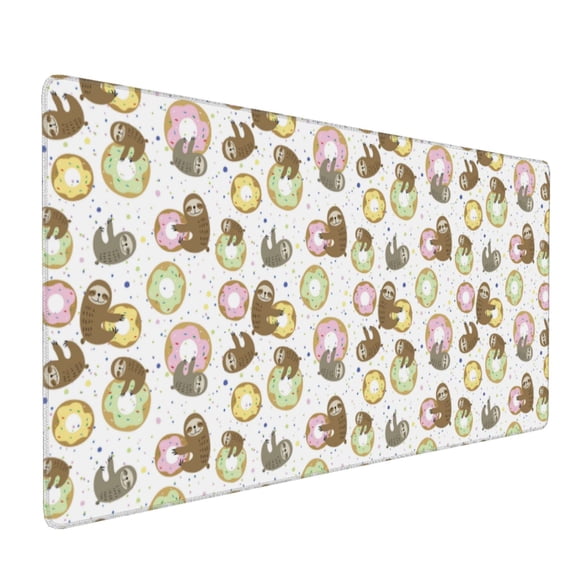 Xecao Donut Sloth Print Large Mouse Pad, 16x35.5in Mousepad, Professional Non-Slip Rubber Base Big Mouse Pad, Mouse Pad for Gaming & Office Full Desk Mouse Pad