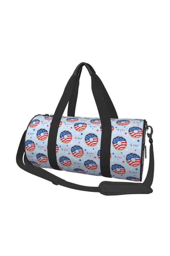 Donut with the USA Fag Print Travel Duffle Bag, Bag Carry On Tote Bags for Women, Travel Sport Gym Bag for Men, Hospital Bag for Labor and Delivery