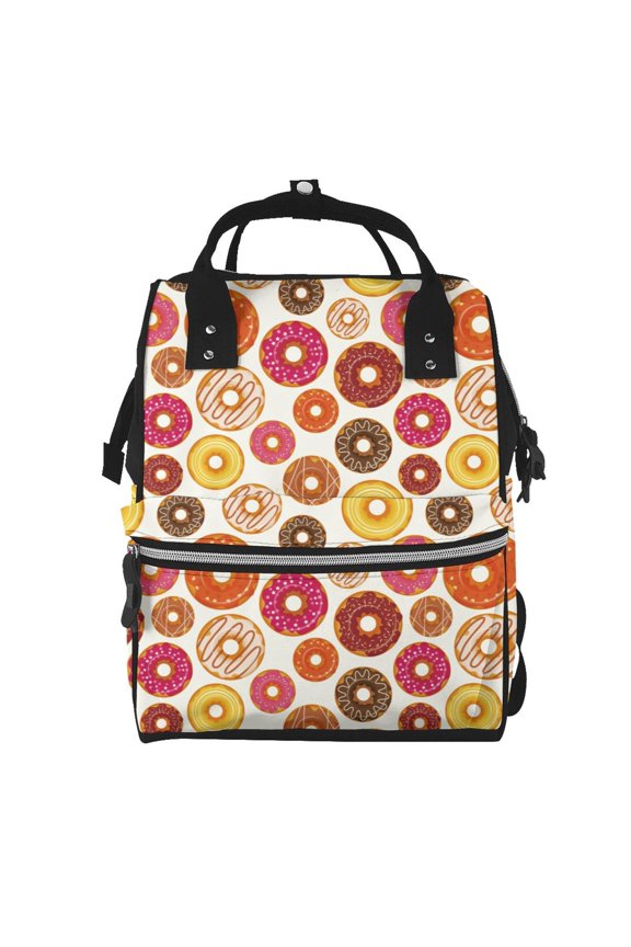 Donut print Large Capacity Nappy Bag is a multi-functional waterproof travel backpack, perfect as a nursing bag or mummy backpack for women