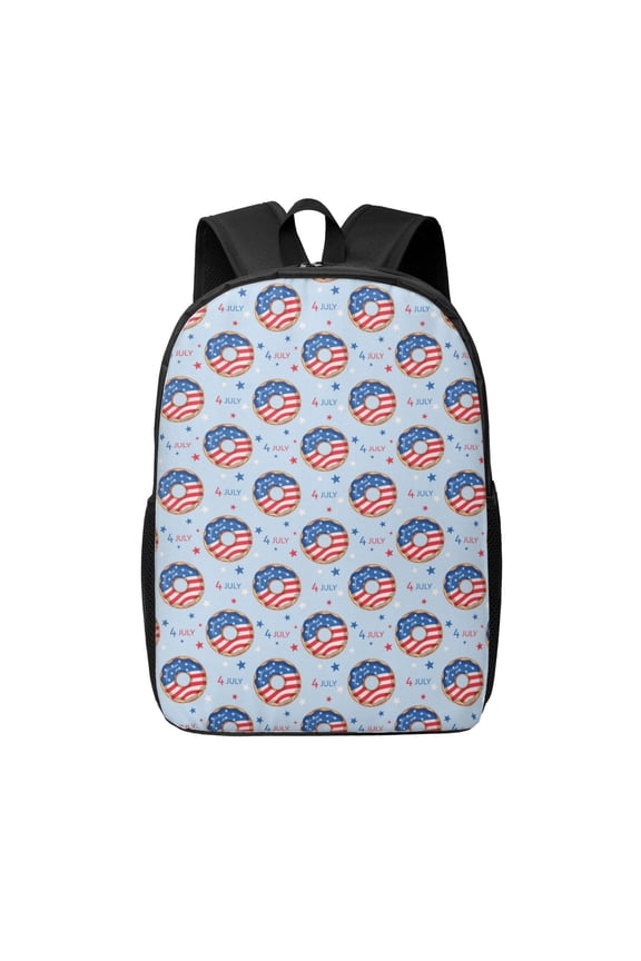 Donut with the USA Fag print Travel Backpack, Large Computer Backpack for Men Women, College School Rucksack Book Bag