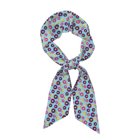 Xecao Donuts Pattern Large Satin Head Scarf - Satin Hair Scarves Silk Bandana Scarf Headscarf Silk Feeling Scarf for Women