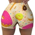 thumbnail image 1 of Xecao Donuts Print Workout Shorts for Women Soft Smooth Gym Yoga Scrunch Active Tennis Workout Running Shorts, 1 of 9