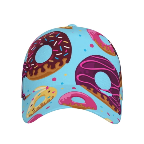 Xecao Donuts for Baseball Cap: Unisex, crafted from classic polyester twill fabric, featuring a soft unconstructed design