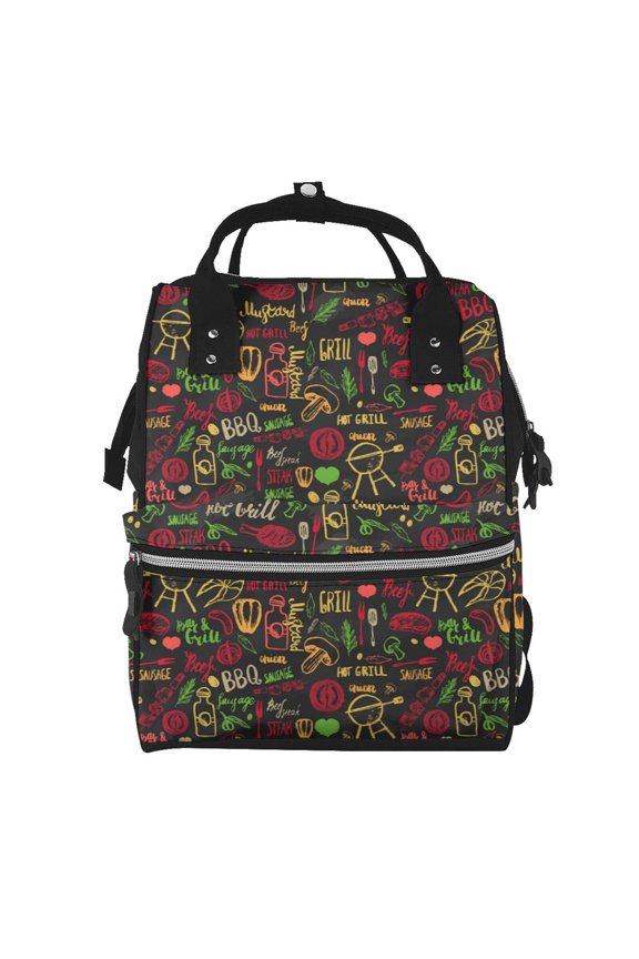Doodle Barbeque 1 print Large Capacity Nappy Bag is a multi-functional waterproof travel backpack, perfect as a nursing bag or mummy backpack for women