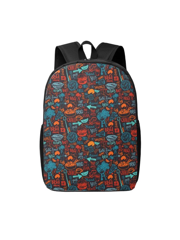 Doodle Barbeque print Travel Backpack, Large Computer Backpack for Men Women, College School Rucksack Book Bag