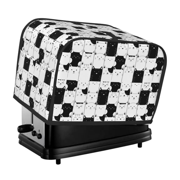 Xecao Doodle Cute Cat Print 2 Slice Toaster Cover with Pockets, Small Appliance Cover, Dust and Fingerprint Protection, Machine Washable