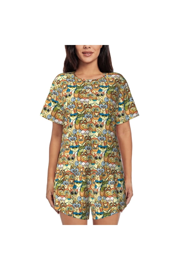 Doodle Owls print Swimsuit for women, Summer-ready, sporty style.Quick-dry fabric. Many sizes & colors.