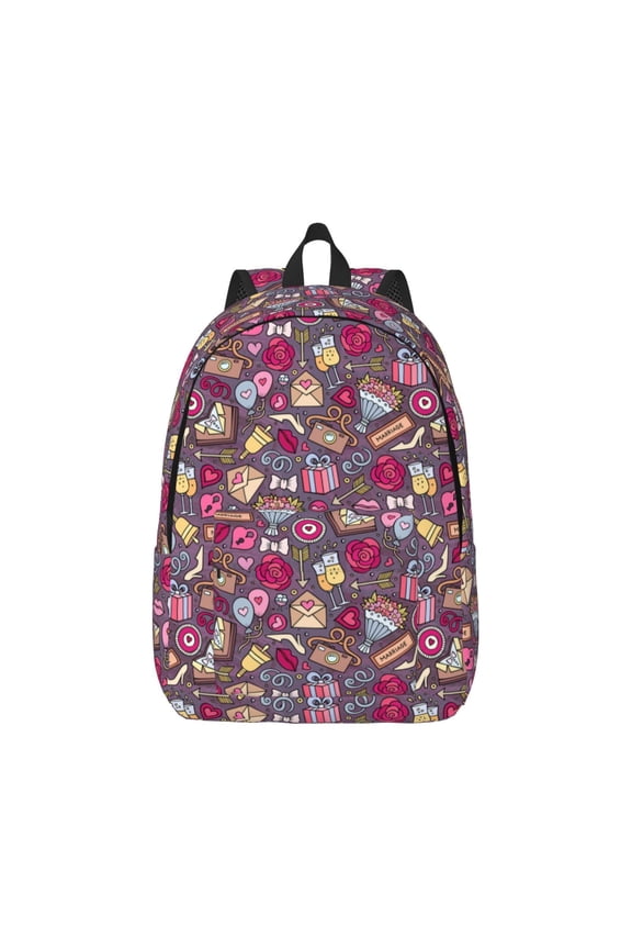 Doodles Wedding for Canvas College Laptop Backpack, Durable Rucksack Travel Notebook Bag School Backpack Book Bag for Men Women