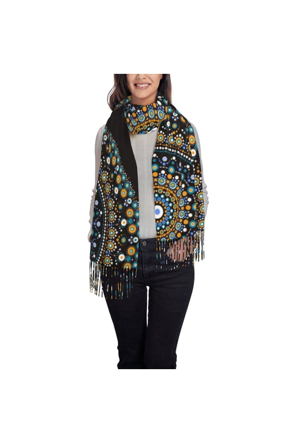 Dot Mandala Pattern Womens Winter Scarf Fall Scarf Oversized Large Scarf for Women Warm Shawl Wrap