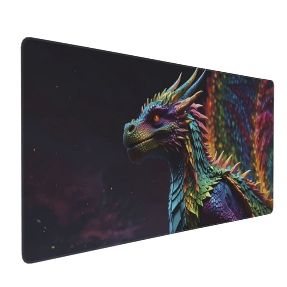 Xecao Dragon with Colorful Tail Print Large Mouse Pad, 16x35.5in Mousepad, Professional Non-Slip Rubber Base Big Mouse Pad, Mouse Pad for Gaming & Office Full Desk Mouse Pad