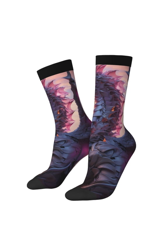 Dragon Pattern Sport Socks for Women and Men Crew Socks Sporty Calf Socks Casual Socks