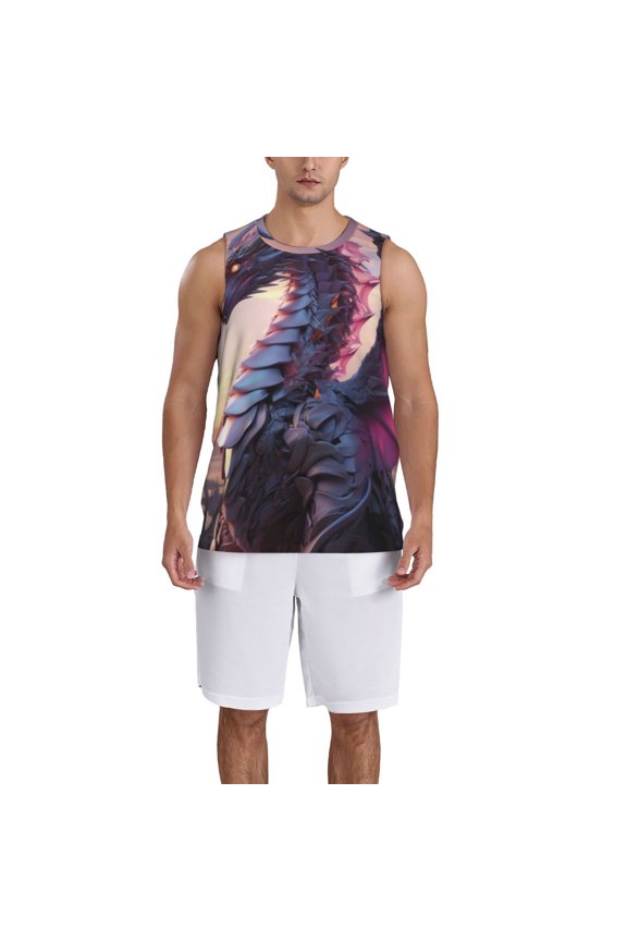 Dragon print basketball shirt for both men and women, a unisex basketball jersey perfect for theme parties-Large