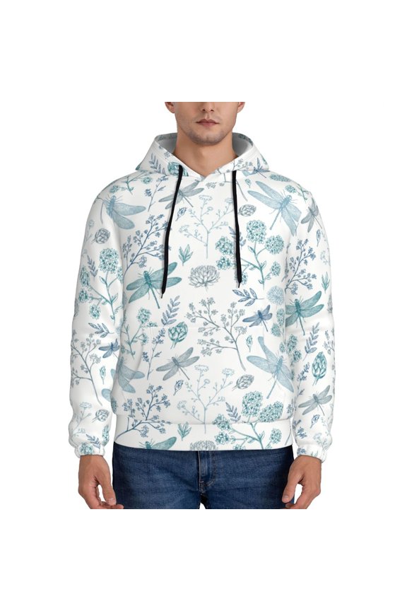 Dragonfly Pattern Men's Adult Pullover Hoodie,Hooded Sweatshirt-Medium