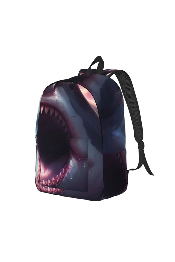 Dramatic Shark Attack for Canvas College Laptop Backpack, a Durable Rucksack for Both Men and Women, ideal for travel, school, and daily use Bag-Small