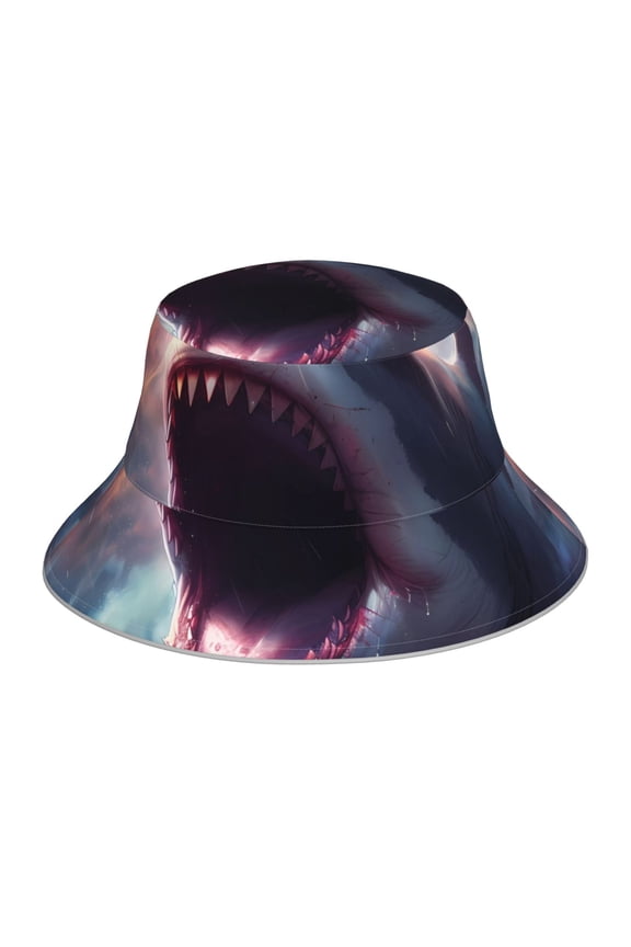Dramatic Shark Attack Print Men and Women Night Reflective Hat Runner Cap Visor Bucket Hat Boonie Cap
