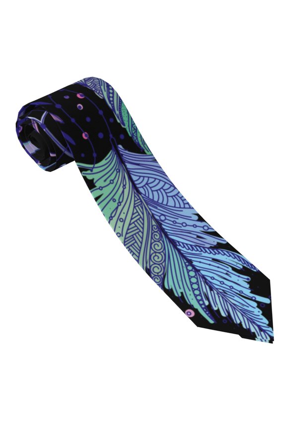 Dreamcatcher With Colorful Feathers Print Tie For Men Necktie Woven Jacquard Neck Ties,Classic Men's Tie