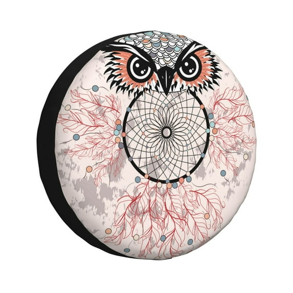 Xecao Dreamcatcher With Owl for Tire Covers,Wheel Tire Cover Waterproof, Dust-Proof, And Universally Fitting for Cars,Trailers, SUVs-15 inch