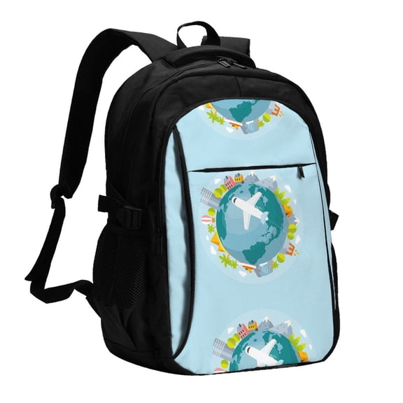 Xecao Dreaming Travel for Travel Laptop Backpack, USB-Charging-Enabled, Spacious Business Backpack for Men and Women,College School Computer Bag