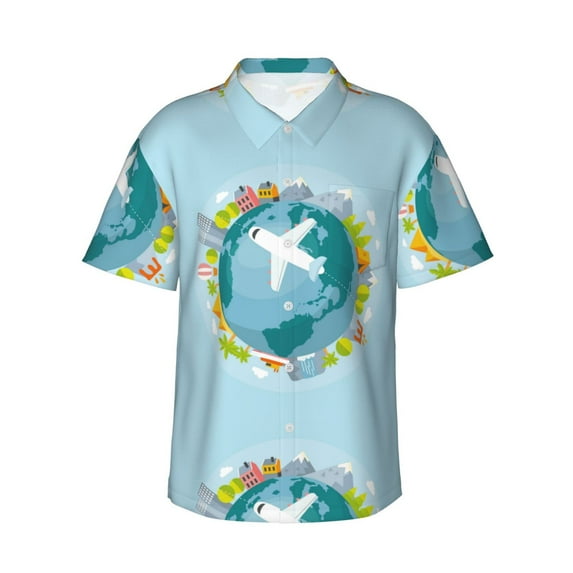 Xecao Dreaming Travel print Hawaiian shirt - a stylish short-sleeve button-down for men, perfect for casual beach and tropical outings.