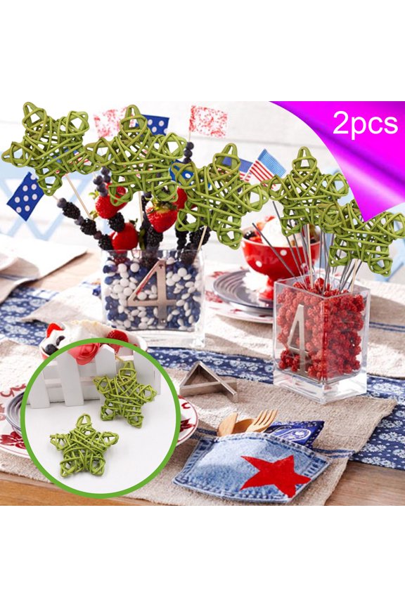 2 Pack Rattan Woven Star 2.36" Decorative Balls, Rustic Wicker Vase Fillers Ornaments Hanging Decor for Wedding Party Christmas Tree Home Table Decorations