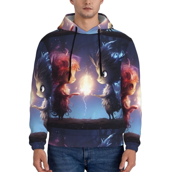 Xecao Dreamy Forest Elf Pattern Men's Adult Pullover Hoodie,Hooded Sweatshirt-3X-Large