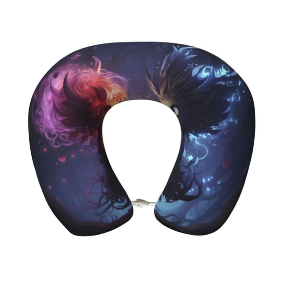 Xecao Dreamy Forest Elf Print Memory Foam Cervical Neck Pillow Versatile U-Shaped Pillows for Home,Office,Camping,Travelling,Soft Washable Cover