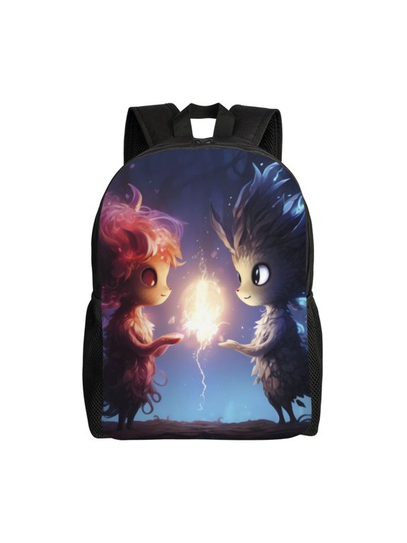 Dreamy Forest Elf Print School Backpack with Laptop Compartment Small Travel Laptop Backpack for Women Men Waterproof College Backpack Simple School Bag