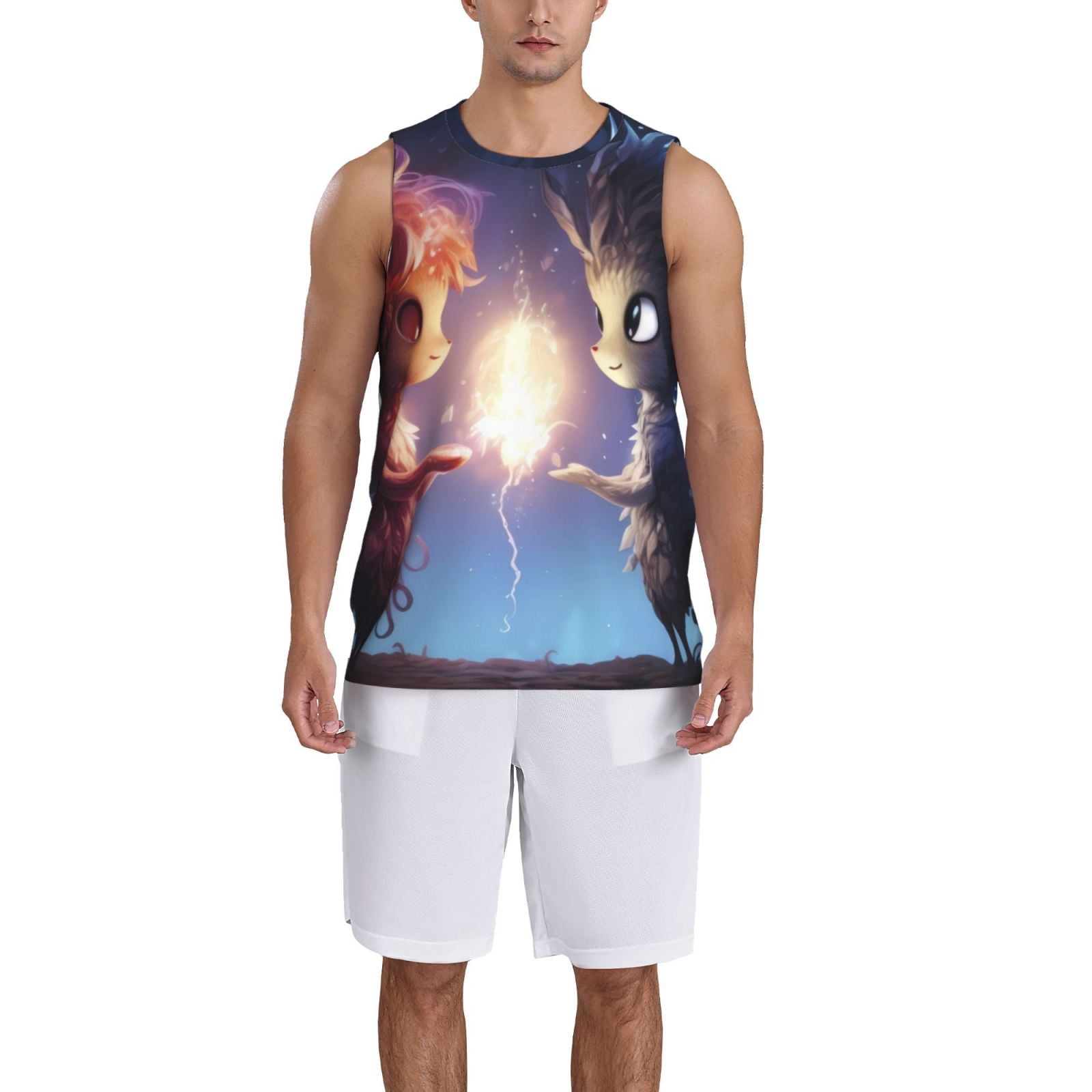Xecao Dreamy Forest Elf print basketball shirt for both men and women, a unisex basketball jersey perfect for theme parties-Large