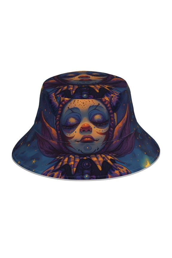 Dreamy Jester Under Stars Print Men and Women Night Reflective Hat Runner Cap Visor Bucket Hat Boonie Cap