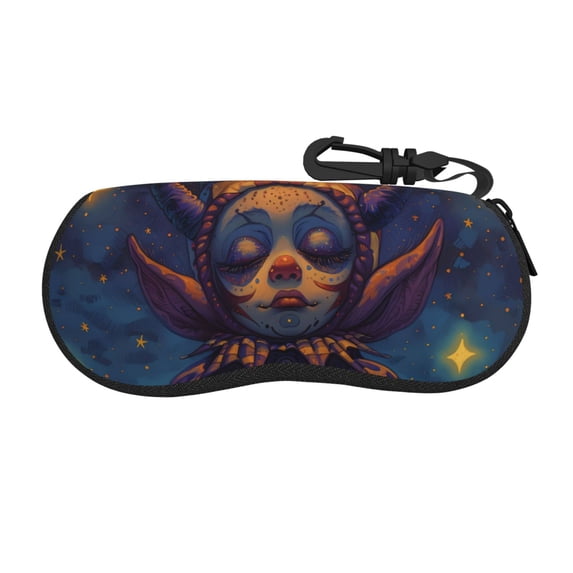 Xecao Dreamy Jester Under Stars for Eyeglass Case Soft Shell, Portable Sunglass Case, Fashionable Eyeglass Case with Zipper, Lightweight