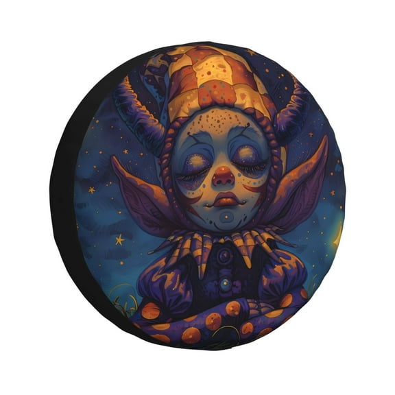 Xecao Dreamy Jester Under Stars for Tire Covers,Wheel Tire Cover Waterproof, Dust-Proof, And Universally Fitting for Cars,Trailers, SUVs-14 inch
