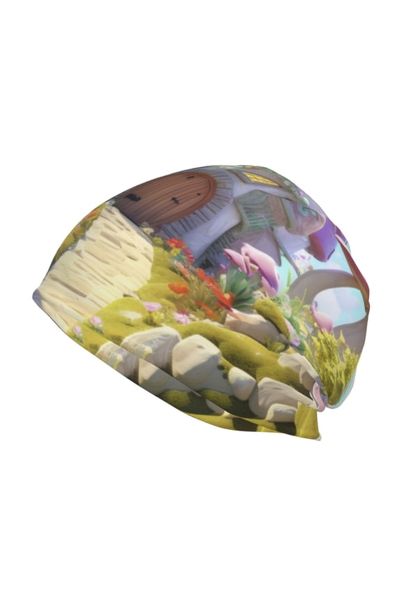 Dreamy Mushroom House Print Knit Hat,Winter Beanie for Men Women, Beanie Soft Warm Ski Stocking Cuffed Cap