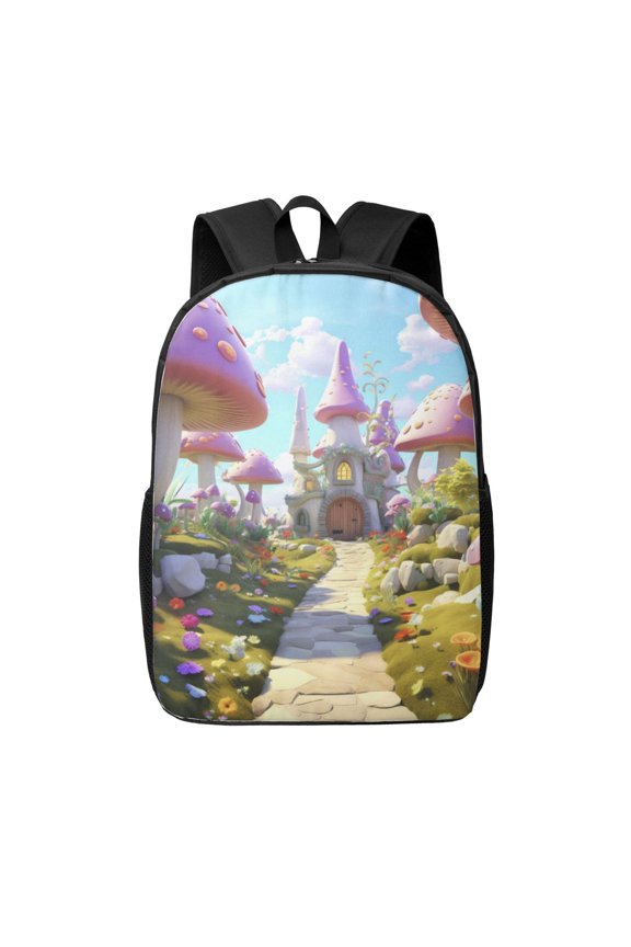 Dreamy Mushroom House print Travel Backpack, Large Computer Backpack for Men Women, College School Rucksack Book Bag
