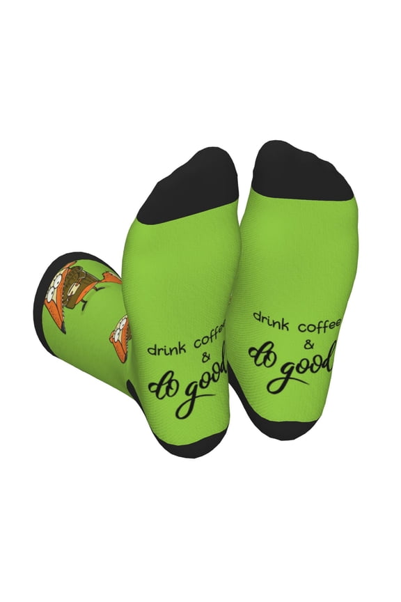 Drink Coffee And Do Good Print Crew Socks for Men and Women, Men's Soft Moisture-wicking Sock