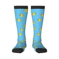 thumbnail image 1 of Xecao Duck Swimming print thigh-high socks, crafted for both men and women with a stretchy, high-opaque design perfect for daily wear, 1 of 6