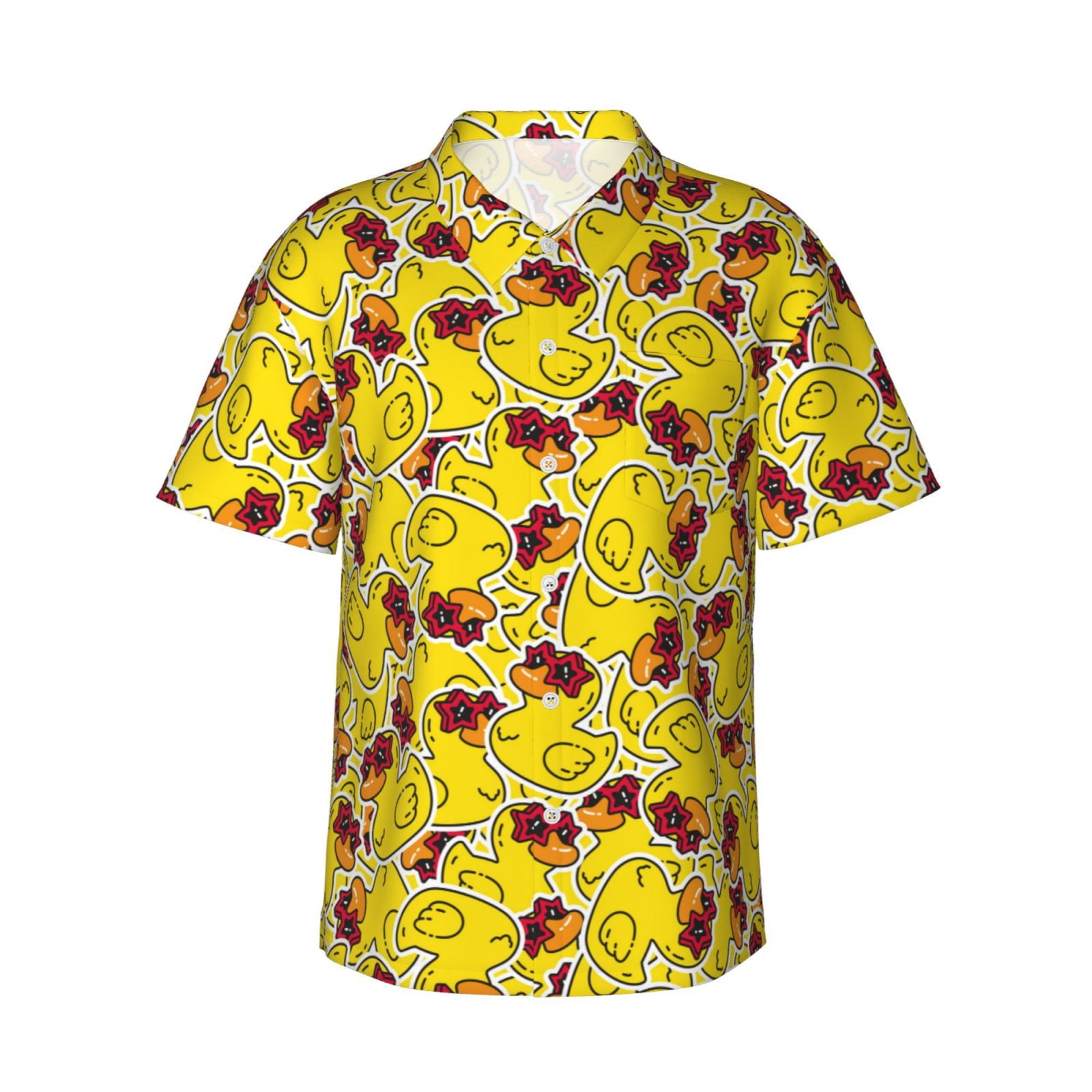 VISESUNNY Duck Hawaiian Shirt – Quick-Dry, Button-Down, Short Sleeve, Unisex, Sizes S-XXL
