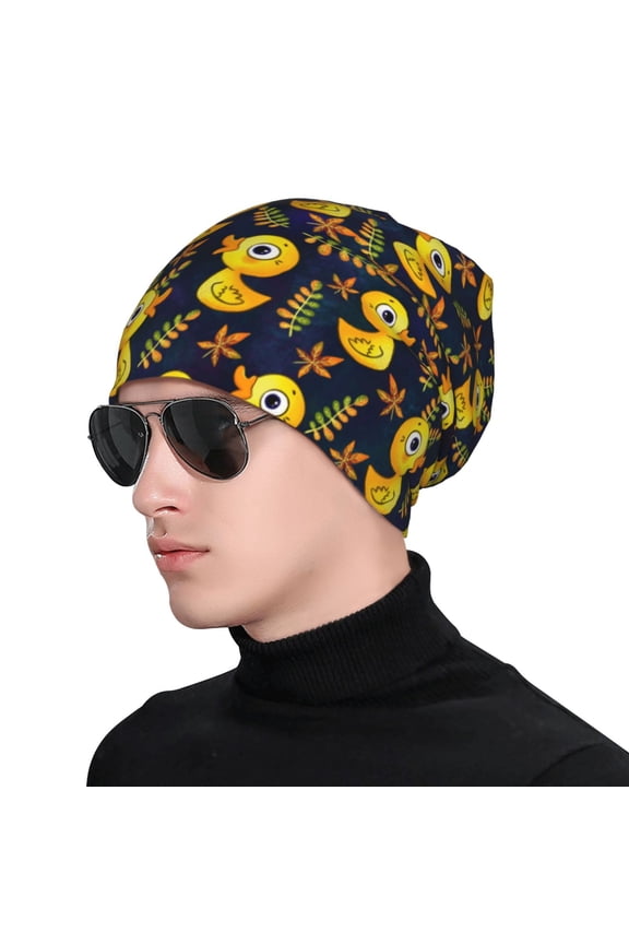 Ducks Print Beanie Knitted Hat for Men Women, Winter Fashion Knit Cuffed Caps Unisex