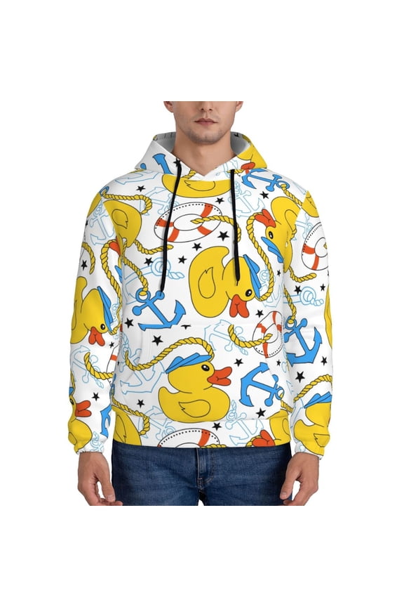 Ducks and Anchors Pattern Men's Adult Pullover Hoodie,Hooded Sweatshirt-4X-Large