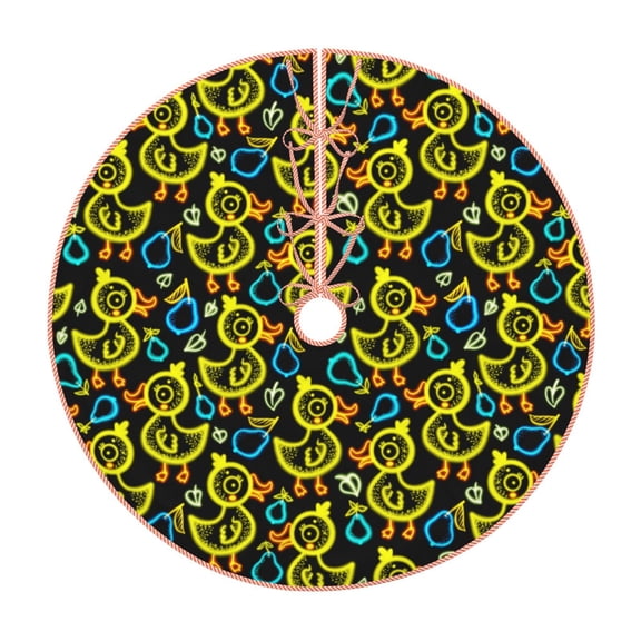 Xecao Ducks1 Pattern Christmas Tree Skirt Round Xmas Tree Mat Base Cover for Holiday Home Decorations-48"
