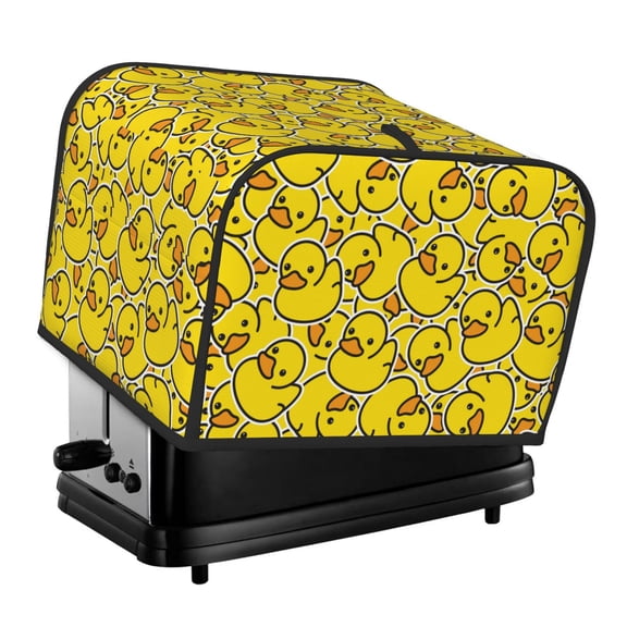 Xecao Ducky Cartoon Animal Yellow Print 4 Slice Toaster Cover with Pockets, Small Appliance Cover, Dust and Fingerprint Protection, Machine Washable