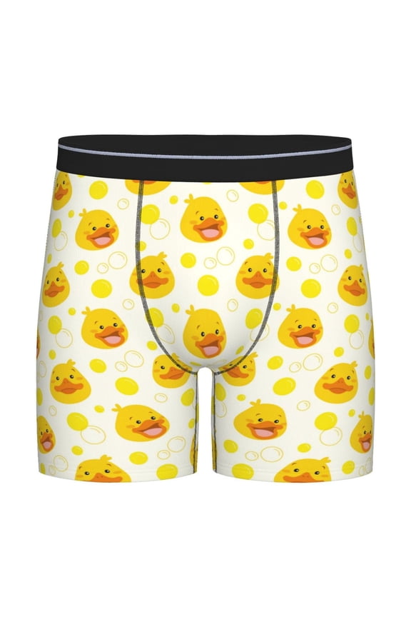 Ducky Cartoon Print Boxer Briefs for Men's Stretch Moisture-Wicking Underwear, Mid-Rise Classics breathable fabric