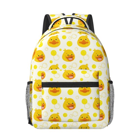 Xecao Ducky Cartoon Print Casual Backpack: A Computer Backpack Ideal for Men and Women, Perfect for College, School, or Daily Travels-One Size